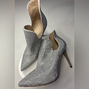 ALDO Amilmathien Silver Rhinestone Stiletto Booties Size 8.5